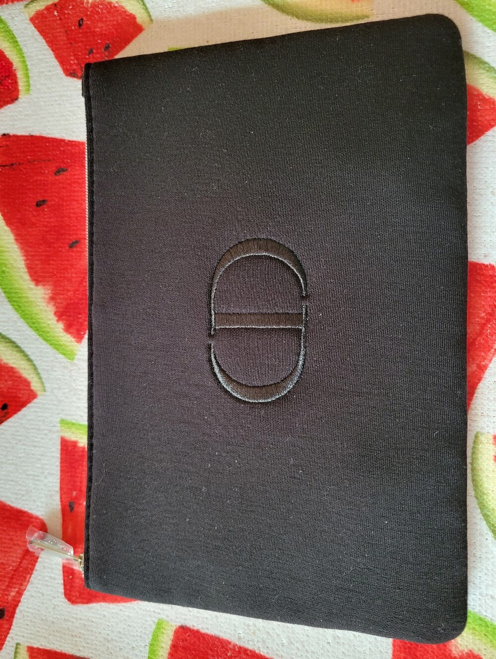 NWT Dior Silver Logo Zip Pull on Embroidery Pouch